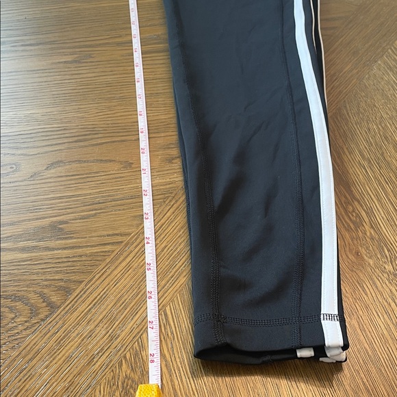 Adidas Womans Black Athletic Leggings with White Stripes - Picture 3 of 4